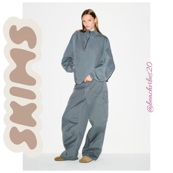 SKIMS Boyfriend Fleece Oversized Half-Zip Zircon NWT - Picture 1 of 5